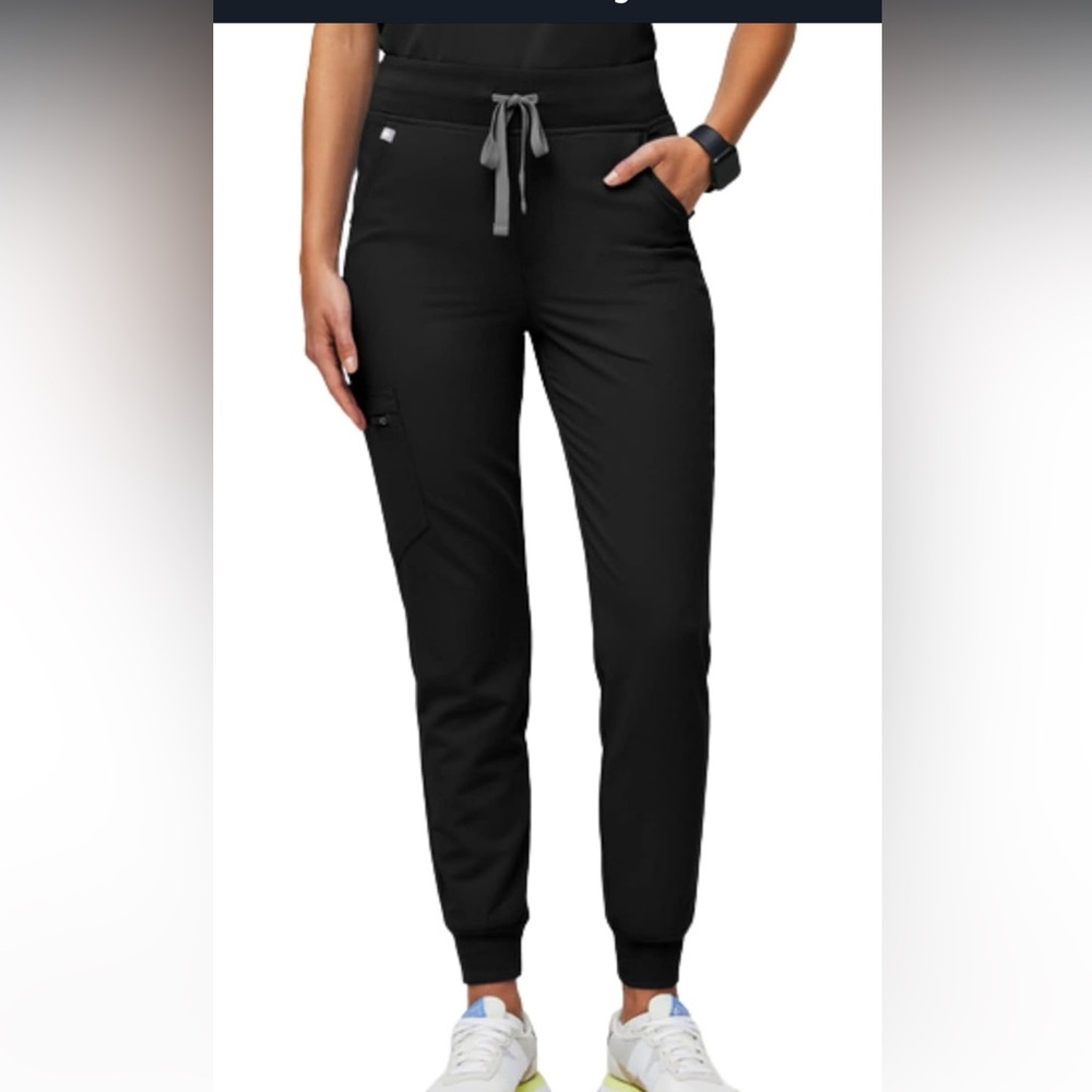 Figs Black Track Pants Sleek Slim Fit Joggers